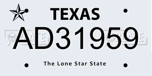 AD31959 Texas License Plate