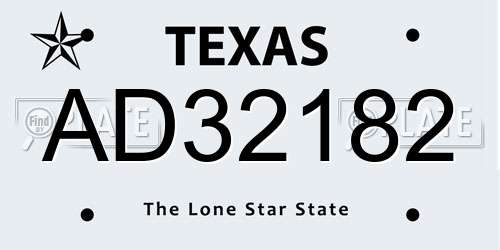 AD32182 Texas License Plate