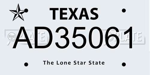 AD35061 Texas License Plate