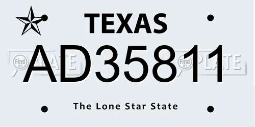 AD35811 Texas License Plate