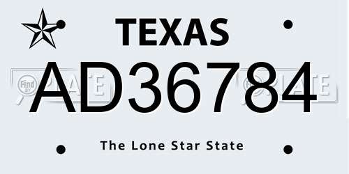AD36784 Texas License Plate