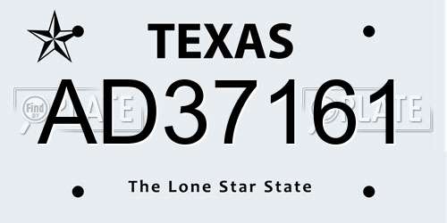 AD37161 Texas License Plate