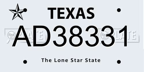 AD38331 Texas License Plate