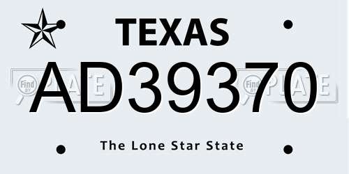 AD39370 Texas License Plate