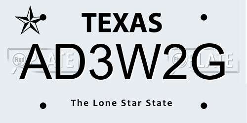 AD3W2G Texas License Plate
