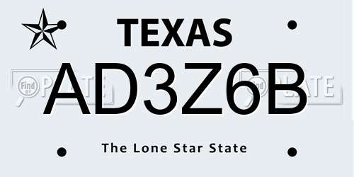 AD3Z6B Texas License Plate