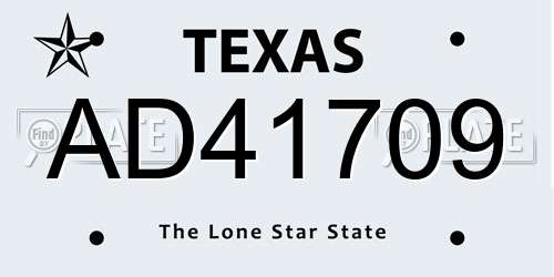 AD41709 Texas License Plate