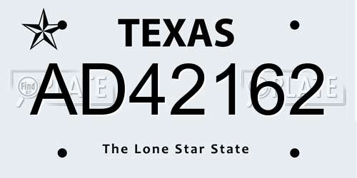 AD42162 Texas License Plate