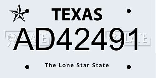 AD42491 Texas License Plate