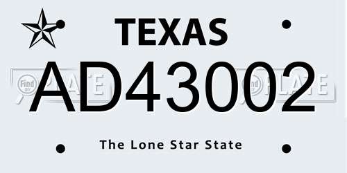 AD43002 Texas License Plate