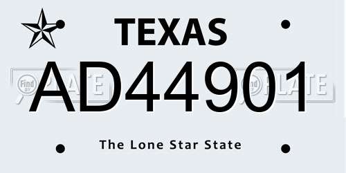 AD44901 Texas License Plate