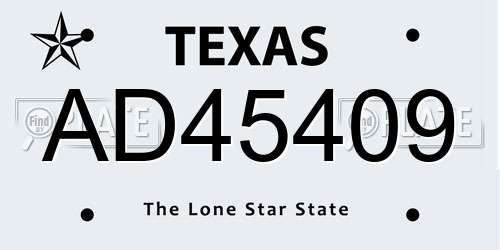 AD45409 Texas License Plate