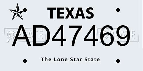 AD47469 Texas License Plate