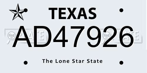 AD47926 Texas License Plate