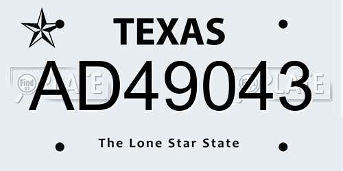 AD49043 Texas License Plate