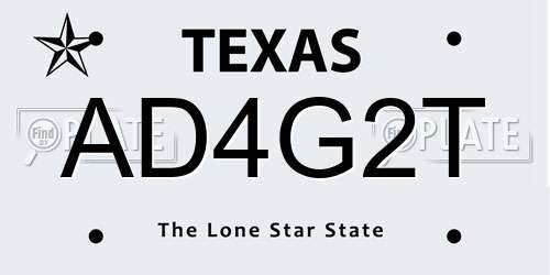 AD4G2T Texas License Plate