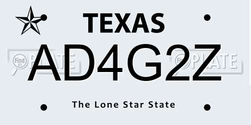 AD4G2Z Texas License Plate