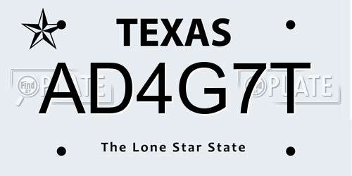 AD4G7T Texas License Plate