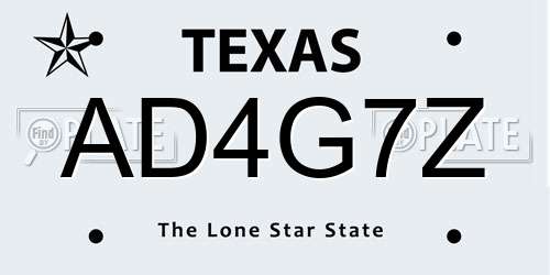 AD4G7Z Texas License Plate