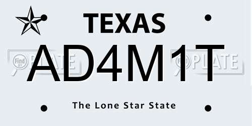 AD4M1T Texas License Plate