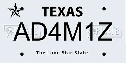 AD4M1Z Texas License Plate