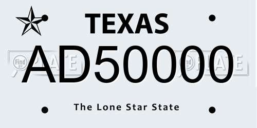 AD50000 Texas License Plate