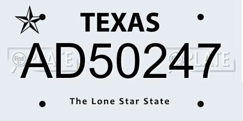 AD50247 Texas License Plate