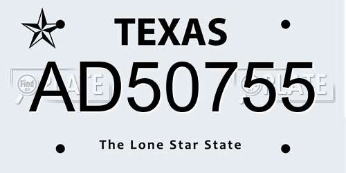 AD50755 Texas License Plate