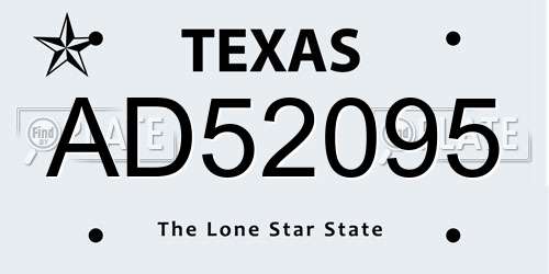 AD52095 Texas License Plate