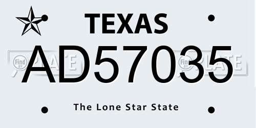 AD57035 Texas License Plate