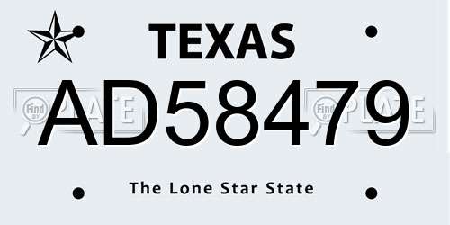 AD58479 Texas License Plate