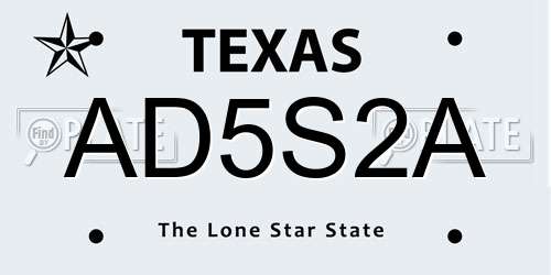 AD5S2A Texas License Plate