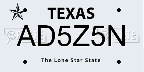 AD5Z5N Texas License Plate