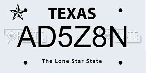 AD5Z8N Texas License Plate
