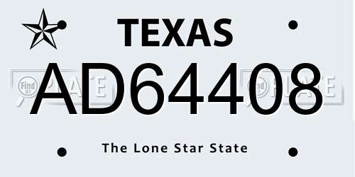 AD64408 Texas License Plate