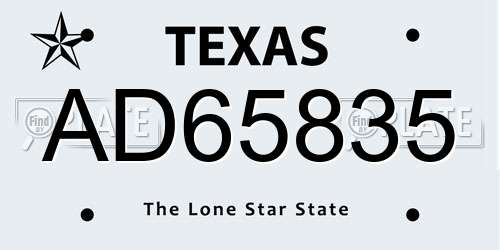 AD65835 Texas License Plate
