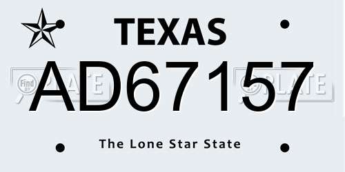 AD67157 Texas License Plate