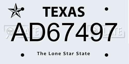AD67497 Texas License Plate