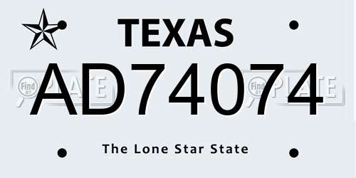 AD74074 Texas License Plate
