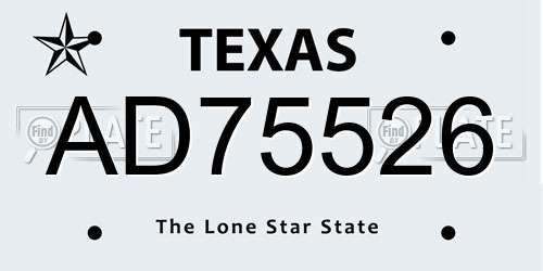 AD75526 Texas License Plate