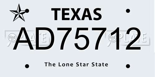 AD75712 Texas License Plate