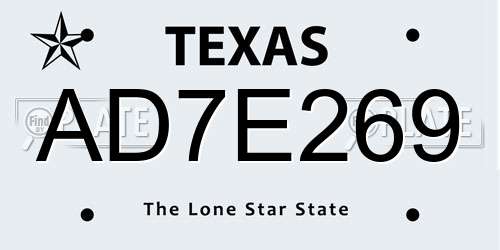 AD7E269 Texas License Plate