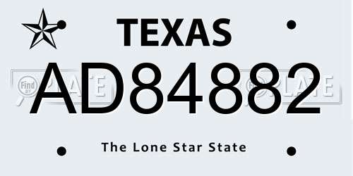 AD84882 Texas License Plate