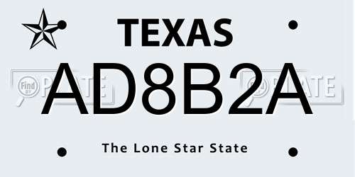 AD8B2A Texas License Plate
