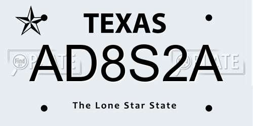 AD8S2A Texas License Plate