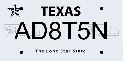 AD8T5N Texas License Plate