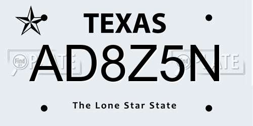 AD8Z5N Texas License Plate