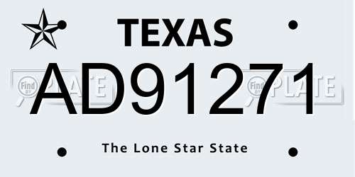 AD91271 Texas License Plate