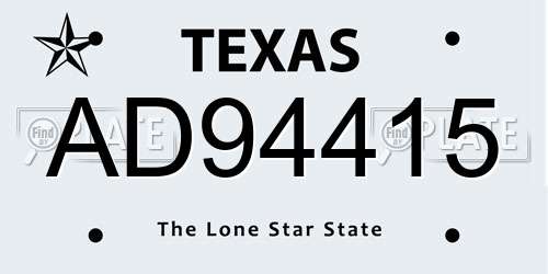 AD94415 Texas License Plate