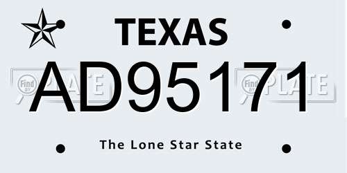 AD95171 Texas License Plate